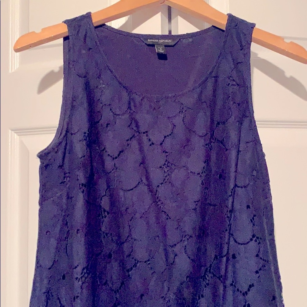 Banana Republic petite navy floral dress